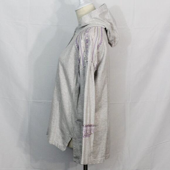 Style & Co Long Sleeve Yoga Hoodie Drawstring Embroidered Sequins Size S - Picture 3 of 9